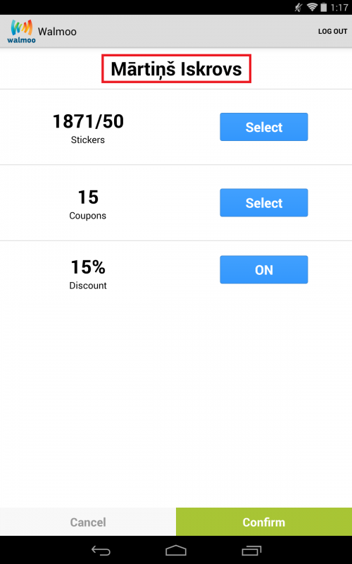 Walmoo Terminal Loyalty POS atvērt klienta profilu